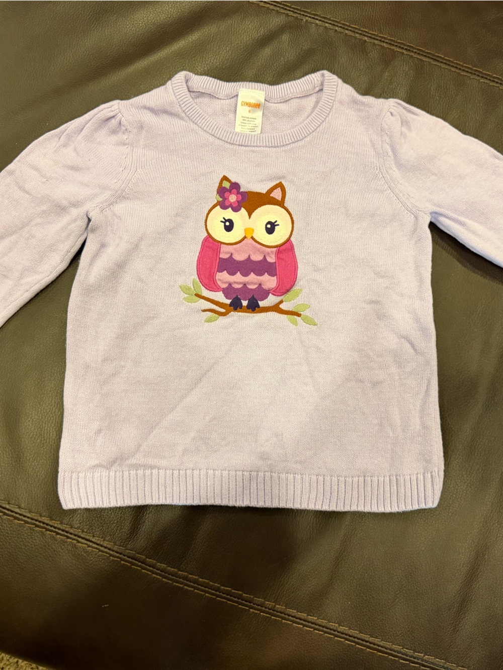 Gymboree Lavender Owl Sweater Top - Pink & Purple Owl Applique